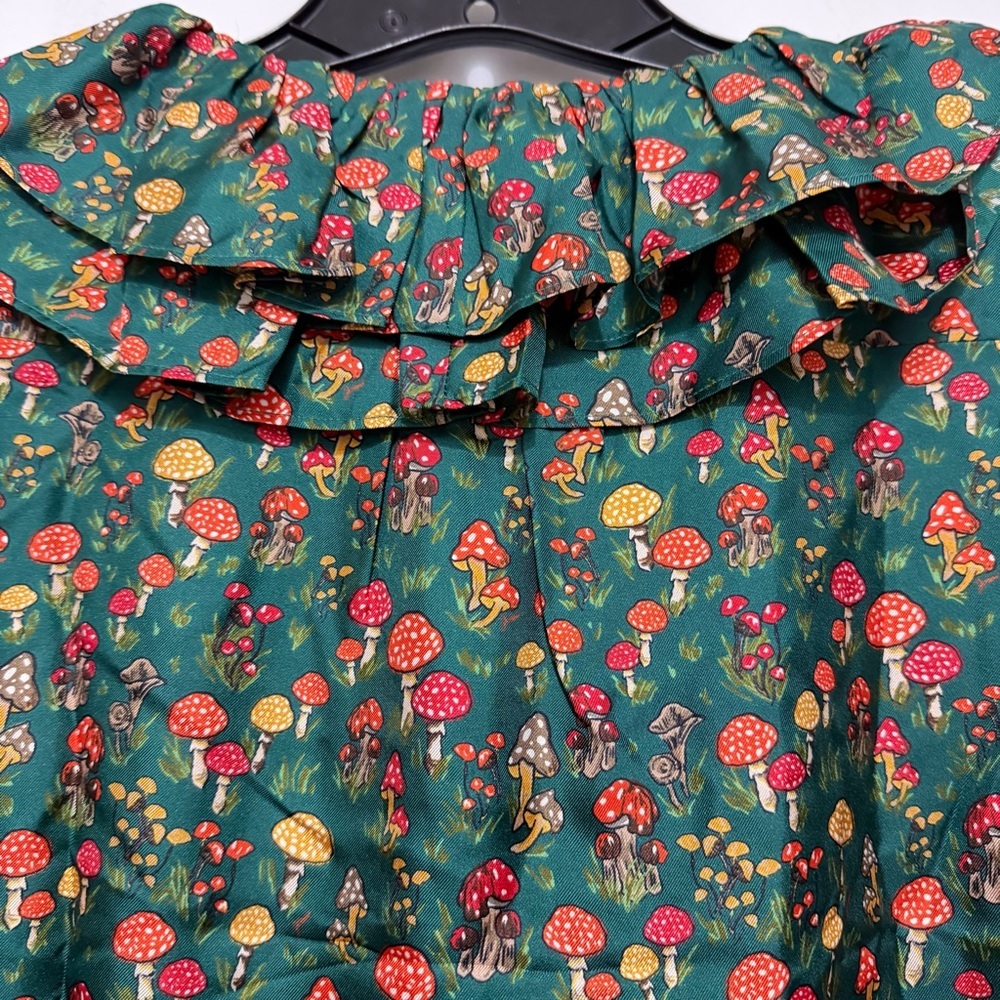 NEW J.Crew Mushroom Floral Silk-Twill Ruffle-Collar Top Size Small 23585 - Picture 8 of 12